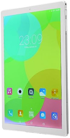 Pssopp Tableta de Llamadas, Tableta de 10,1 Pulgadas 100-240V Silver 8 Core CPU 6G 128G para Juegos (Enchufe de la UE)