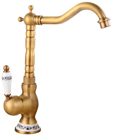 Rubinetto Bagno Lavabo Ottone Antico Rubinetteria Per Lavabo Da Appoggio Girevole A 360° Miscelatore Monocomando Per Lavabo Acqua Calda E Fredda Tutto In Rame Retrò,Antico,alto