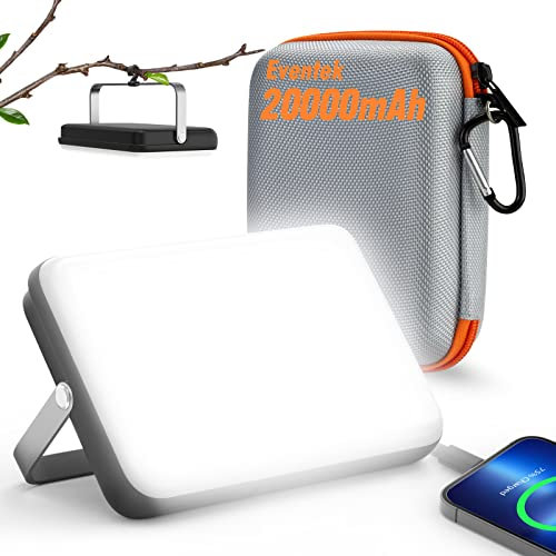 Eventek LED Lampada Campeggio 4000LM, 20000mAh Portatile Power Bank Fino 144 Ore, 4 Modalità di Luce IPX5 Impermeabile Lampada Campeggio Ricaricabile per Tenda, Emergenza