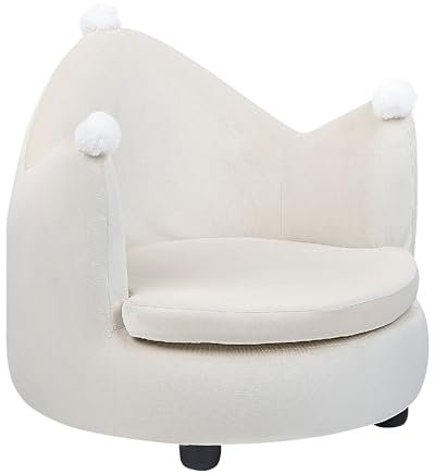 Beliani Kindersessel Samt beige Kronenform mit Bommeln Polstersessel rund modern Vega