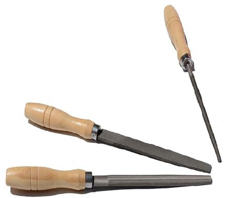 Nadelfeilen mit Holzgriff, 3tlg Kleine Feilen Set, Präzisions Nadelfeile Karbonstahl, Werkstattfeile Satz für Keramik Terrakotta, Speckstein und Kunststoff