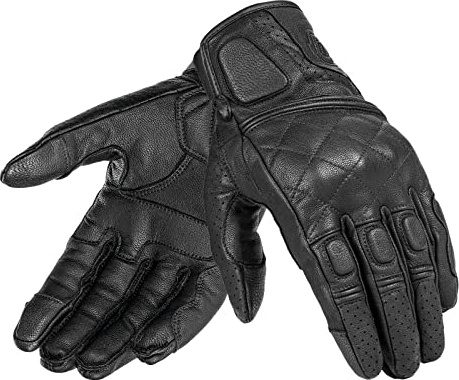 BORLENI Motorradhandschuhe Leder Herren Echtes Leder Ziegenleder Mesh Soft Protector Touchpanel Kompatibel Frühling Sommer Herbst Schwarz M/L/XL/XXL