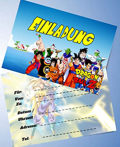 VSW 12 Einladungskarten & 12 Umschläge für Geburtstag Partys und Kindergeburtstag Dragon Ball Z Nr. 48
