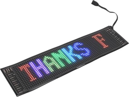 Programmierbares LED Matrix Panel, 3,6 X 14,6 Zoll Programmierbarer RGB Flexibler Bildschirm mit Einem Auto Zigarettenanzünder Netzteil, LED Schilderanzeige für Textanimationen,
