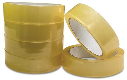 JeeJaan® 6 Rolls Clear Packaging Tape 24mm x 66m Clear Packaging Tape Strong Tape for Parcel Box Moving Storage Heavy Duty Packing Tape Clear Adhesive Tape Shipping Wrapping