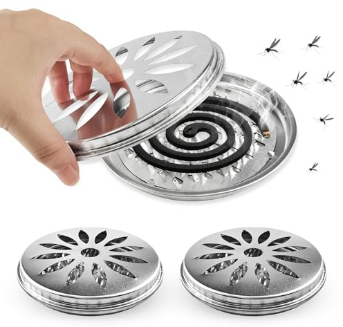 3 Stück Edelstahl Mückenspirale Behälter, Räucherspiralen Gegen Mücken, Sandelholz Räucherstäbchenhalter, Gelsenspirale, für Zuhause, Schlafzimmer, Wohnzimmer, Garten, Camping