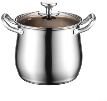 Zilimontt 5Mm Thick Bottom Compatible Soup Pot, 304 Stainless Steel, Extra Large Stockpot Stock Pot,Stock Pot With Heat-resistant Glass Lid,Stock Pot For Soups