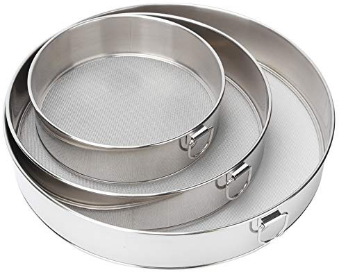 3Pcs Flour Sieve Set, Fine Mesh Strainer 304 Stainless Steel Flour Sifter Sieve Round Flour Powder Filter Sifter for Bake Decorate Cakes Pies Pastries Baking Utensil