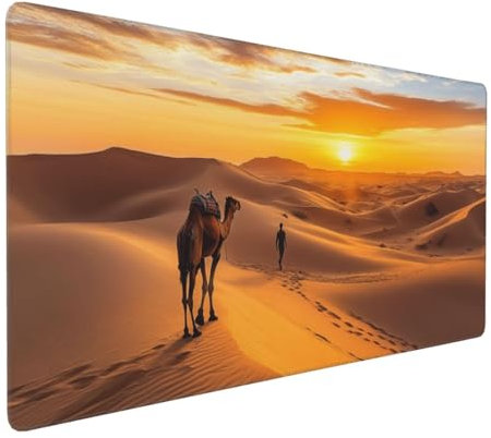 Gaming Mauspad XXL Kamel Mousepad 800x400x4mm Wüste Verlängertes Mauspad Schreibtischauflage,Genähte Kanten Mauspad,Verbessert Präzision und Geschwindigkeit Wasserdicht Geeignet für Büro und Spiele