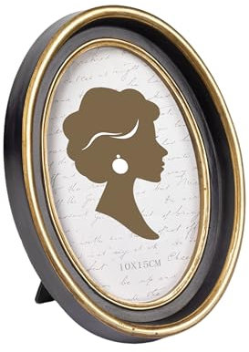 Tone Link. Vintage Oval Picture Frame 4x6 Inch, Luxury Antique Photo Frames with Glass Front, Tabletop Wall Hanging, Black and Gold