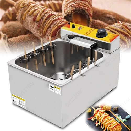 12L Commercial Electric Fryer, 1900W Automatic Cheese Hot Dog Fryer, 50-200℃ Adjustable Temperature Stainless, 8pcs Sausage Frying Equipment, Electric Corn Dog Fryer, for Home Kitchen, Restaurant