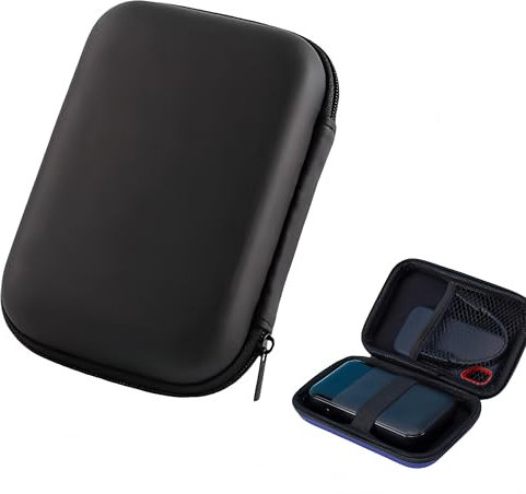 Custodia per dischi rigidi esterni 2,5 a disco esterno protezione antiurto rigida custodia (nera), custodia per dischi rigidi da 2,5 e SSD, fodera morbida, custodia rigida in EVA, tasche interne in