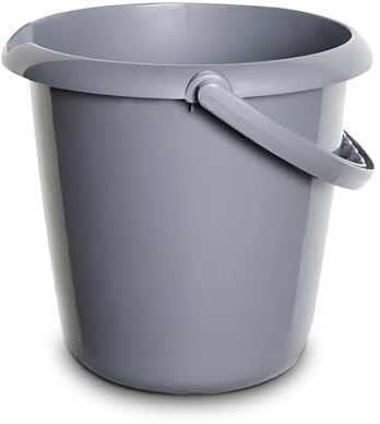 Handy Builders Buckets Heavy Duty Silver Bucket With Handle & Pouring Spot 10L Bath Bucket Flexi for Home Laundry Garden General Purpose