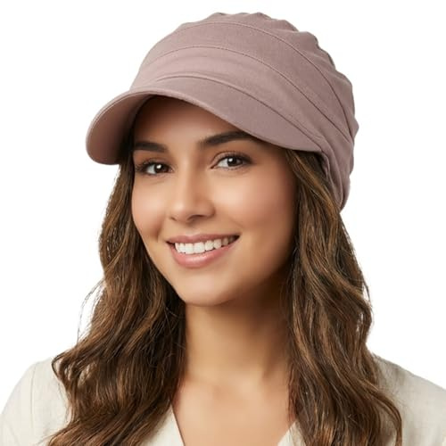 Womens Sun Visor Hat UV Protection Baseball Cap Newsboy Cap Women Breathable Summer Hat Beanie Bonnet for Everyday Outfit(UK, Alpha, L, Camel)