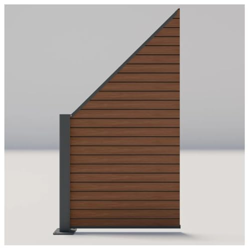 HORI Sichtschutzzaun Rhombus-Style Anbauelement schräg - WPC Windschutz - Robuster Zaun für Garten & Terrasse - Erweiterbares Sichtschutzsystem - Modernes Design I Aufschrauben Braun