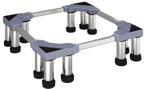 vidaXL Waschmaschinensockel Grau 67 x 67 x 21,5 cm Edelstahl, Verstellbarer Quadrat-Geräteständer, stabil für Waschmaschine, modisch für modernen Waschkeller
