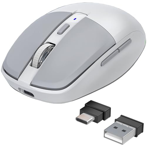 Wireless Bluetooth Mouse,Tri Mode(Bluetooth & USB-C & USB-A)Multi-Device Cordless Mouse with Multicolour LED,6 Buttons,Rechargeable,Silent Clicks,Precision 3200D-PI for PC/Laptop/Tablet/Computer/Mac