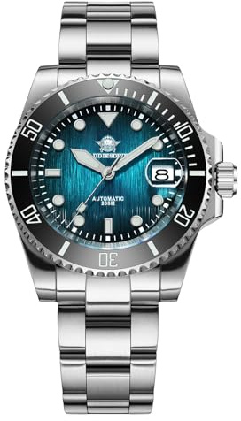 ADDIESDIVE Reloj de Buceo Automático para Hombre Movimiento Mecánico 8215 Resistente al Agua 200m Reloj analógico Bisel de cerámica Cristal de Zafiro Luminosa BGW9 Correa de Acero Inoxidable AD2536