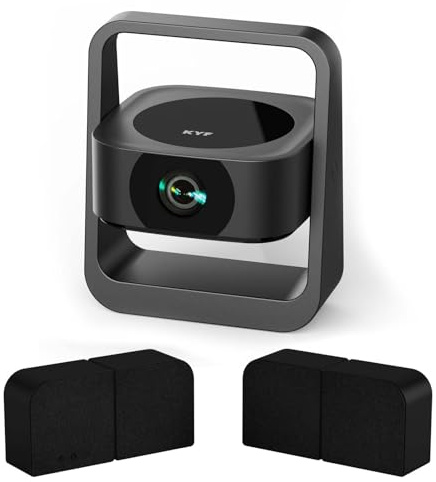 KYF Pack Cinéma Portable, Vidéoprojecteur Android 13 Full HD avec Écran jusqu'à 150 Pouces + Système Audio Modulaire Bluetooth 20W, 4 Enceintes Magnétiques, Noir