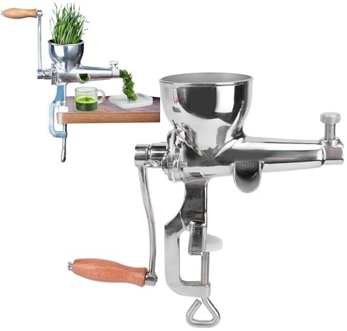 AUNMAS Manual Wheatgrass Juicer, Stainless Steel Hand Crank Vegetables Squeezer on Fruit Press Extractor for Celery Kale Spinach Parsley Pomegranate Grape