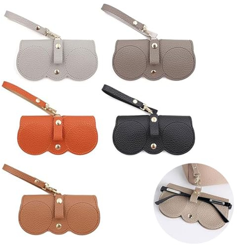 Ji liangli 5 stylish leather sunglasses pouches,practical and portable,suitable for sunglasses and reading glasses,These soft eyewear pouches come with a lanyard and feature a flat leather design