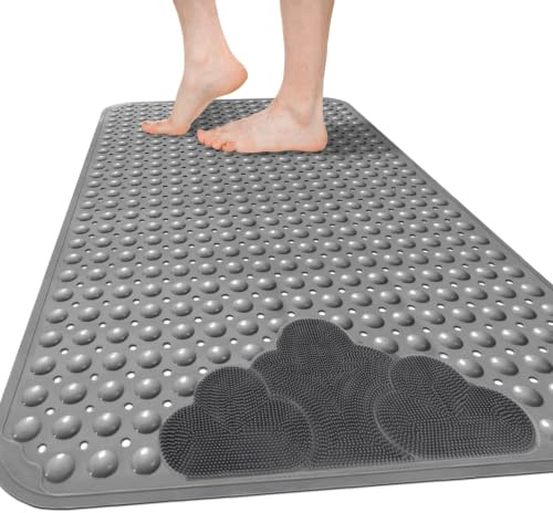 Extra Groß Duschmatte rutschfest 80x120cm: Komfort Massage TPE Duscheinlage mit Saugnäpfen und Ablauflöchern - Antirutschmatte Dusche Maschinenwaschbar Antibakteriell schimmelresistent