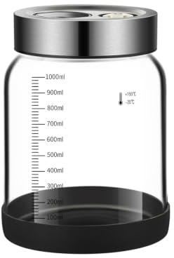 JAWAI 1L jässkål, surkålsburk, fermenteringsglas, gradvis och kokningsbeständig, med lock och reningsventil, för kefir, surkål, gurka och surdeg