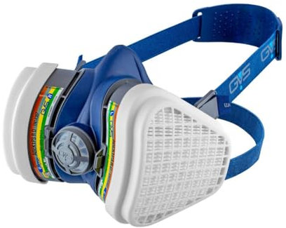 GVS SPR581 Maschera Elipse con filtri sostituibili ABE1P3 RD per Gas, Vapori, Acidi, Ammoniaca e Polveri, M/L