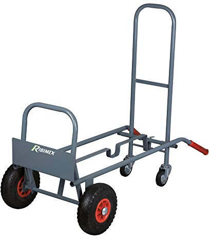 RIBIMEX PRCD2P Carrello professionale 2 posizioni, fisso e ribaltabile, 4 ruote, Portata 250 kg