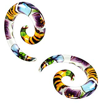 2 Stück Acryl Blume Bunt Flesh Tunnel Ohr Plugs Expander Dehnstab Ohrdehner Schmuck wählen Größe, Acryl, Metall, N/A