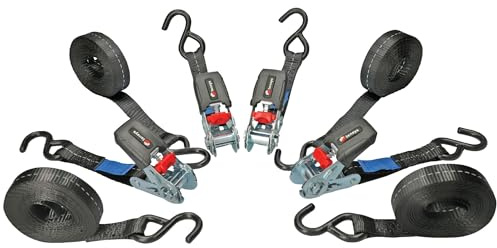 TENSYS - 4 Pack - 25mm wide Ratchet Lashing System - 5m