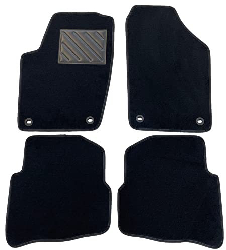 Tappetini per VW Polo 9N-9N3 2001-2009 tappeti Auto su Misura, Antiscivolo,battitacco in Gomma Rinforzato, Bottoni di Ancoraggio Ovali