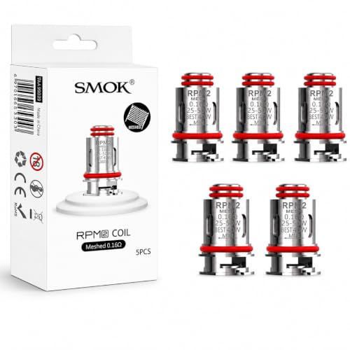 SMOK RPM2 - Resistencia de malla de 0,16 ohmios (5 unidades por paquete) para RPM 2S/RPM 2/Scar P3/Scar P5 Kit sin nicotina