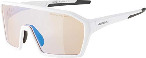 ALPINA RAM Q-LITE V - Selbsttönende, Bruchfeste & Beschlagfreie Sport- & Fahrradbrille Mit 100% UV-Schutz Für Erwachsene, white matt, One Size
