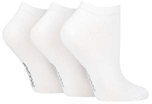 SockShop Ladies Striped, Plain and Mesh Bamboo Trainer Socks Pack of 3 White Plain 4-8