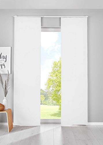 Gardinenbox 2er Set Verdunkelung Schiebegardinen »Newyork« HxB 145x60 cm Weiß Flächenvorhänge Paneelwagen Blickdicht Thermo-Schiebevorhang, 202020680-2