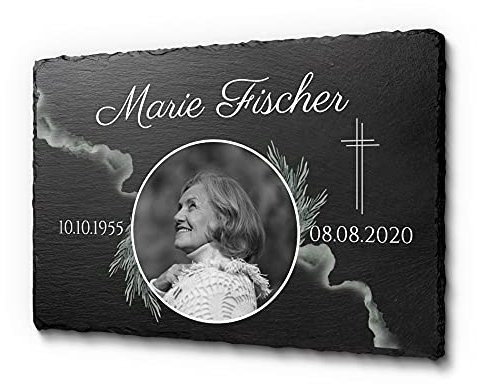 CHRISCK design Grabschmuck für den Außenbereich für Deinen Lieblingsmenschen | Gedenkstein 100% frei gestaltbar | Grabstein mit UV-Druck