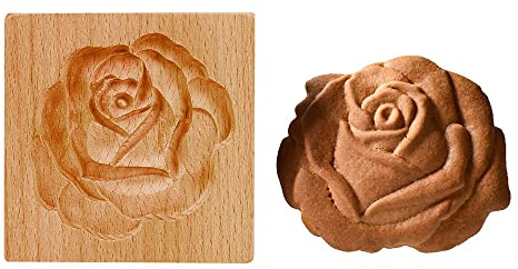 Plätzchenform aus Holz, 3D-geschnitzte Prägeformen, Familie, Weihnachten, Halloween, Party, Keksausstecher, Basteln, Dekorieren, Backwerkzeug, Rose