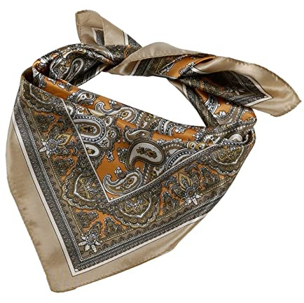 QBSM Womens 23.6 inch Satin Silk Feeling Formal Square Neck Scarf Head Hair Wraps Kerchief