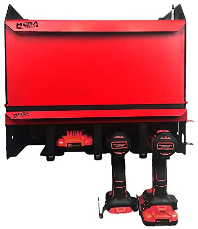 MegaMaxx Secure Power Tool Box Storage Unit with Magnetic Door, Wall Mounted Tidy Metal Shelf Rack Storage for Home Workshop DIY Garage Tools Organiser(350X405X230mm)