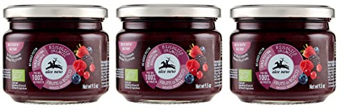 Alce Nero Composta di Frutti di Bosco Biologica Biocompota de bayas con fresas orgánicas, moras, arándanos, grosellas rojas y frambuesas 270 g