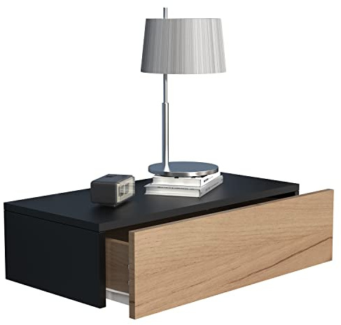 VCM Nachttisch 60x30x15 cm Holzwerkstoff Wandschublade Nachtkonsole | Spart Bodenfläche dank platzsparender Wandmontage - Schlafzimmer - für kleine Räume - einfache Montage