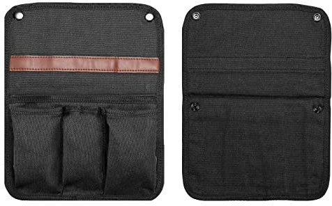 PATIKIL Silla Reposabrazos Organizador, Exterior Plegable Sillas Brazo Descanso Lateral Revistas Aperitivos Bolsa Impermeable Almacenamiento Bolsa para Camping, Negro
