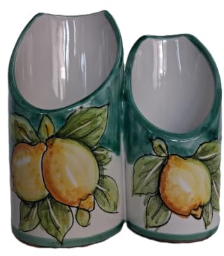 Centro Ardolino Porta Bicchiere in Ceramica di Vietri per Acqua e caffè colore Verde con Margherite