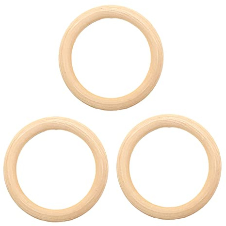 10 Stück 60 mm im Durchmesser Holzringe zum Basteln Baby Kinderkrankheiten Ring Wood Teether Zahnen Ringe für Babys Kinderpflege,Natürliche Runde Holzkreise Makramee Holzring Hölzern Kunsthandwerk,