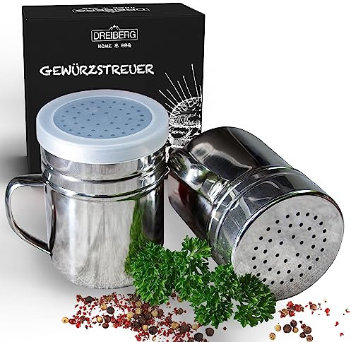 DREIBERG® Salero con tapa, espolvoreador de patatas fritas, harina, cacao, harina, harina, azúcar en polvo, esparcidor de canela