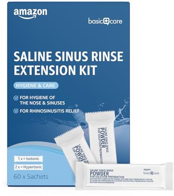 Amazon Basic Care Saline Sinus Rinse Extension Kit, 60 Count (Pack of 1)