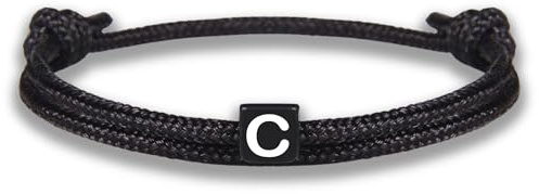 GD GOOD.designs Armband mit Buchstaben | Verstellbares Partnerarmband (14cm - 25cm) mit schwarz geflochtenen Seil
