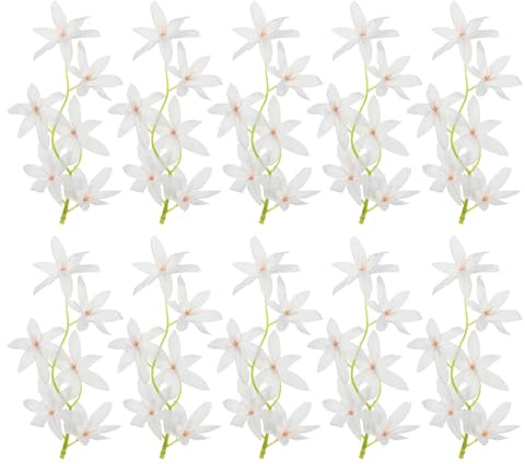 PATIKIL 7 Inch Artificial Orchid Flower, 16 Pcs Floating Candles Simulation Flower Cylinder Vase Fillers for Home Wedding Decoration, White