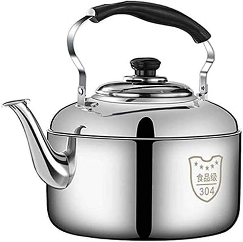 Electric Kettle Flute Electric Kettle Silver Gas Induction Stove Whistle Large Capacity 304 Stainless Steel Fast Heating HOBIBA(Size:6L)
